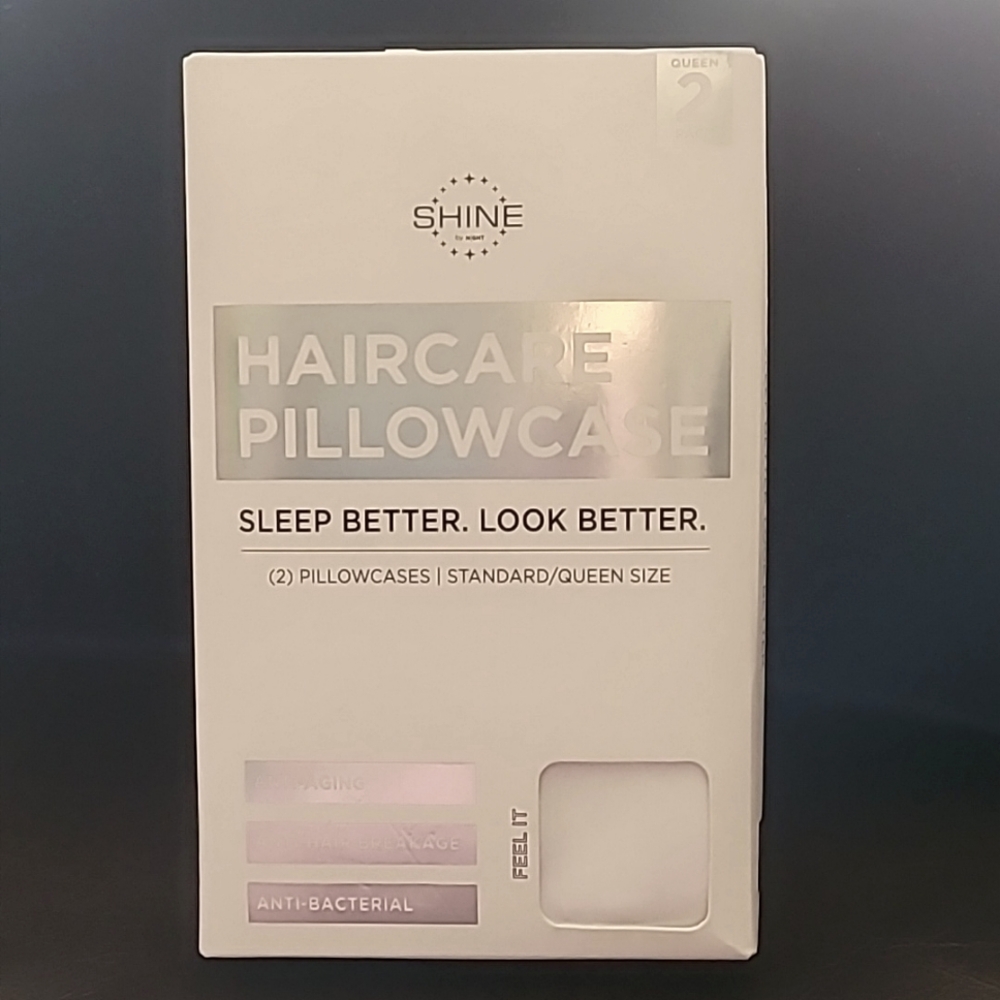 Shine by Night Haircare Pillowcase NIB Set of 2 Standard/Queen White Satin